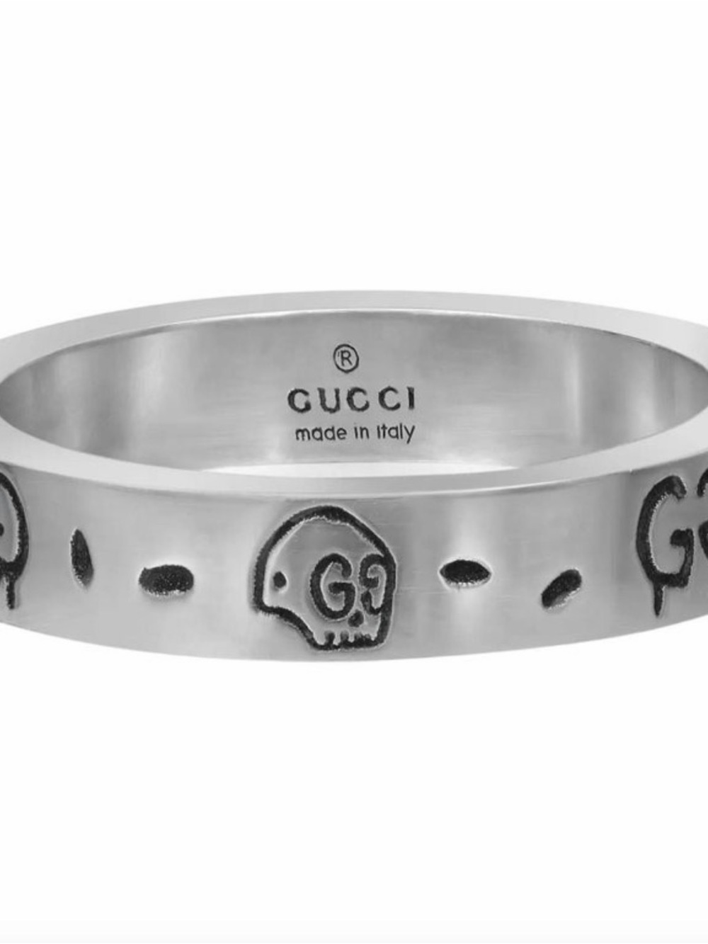 Gucci Silver Skull Engraved Band Ring 4MM - Silver925 Size 10